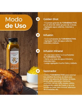 Concentrado Líquido de Cúrcuma Activada con Pimienta Negra y Vinagre de Manzana Turmeriactive sabor jengibre de 375 ml
