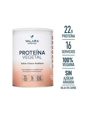 Proteína vegana en polvobaja en carbohidratos y libre de azúcar - con pre y probióticos Valara Nutrition sabor choco-avellana