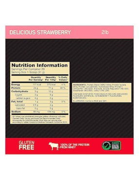 Optimum Nutrition Gold Standard 100% Whey con proteína de suero de leche sabor fresa