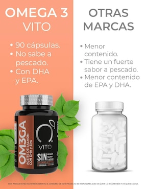 Omega 3 | VITO | Suplemento de Aceite de Salmón Noruego con DHA y EPA c/u Vito - Vitaminas Totales de 90 cápsulas