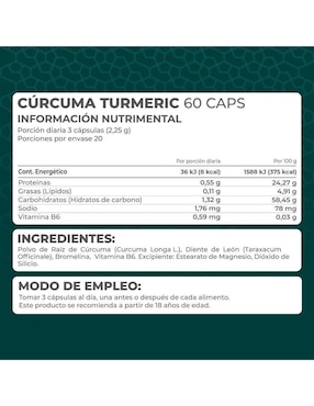Kit de suplementos alimenticios Cúrcuma Turmeric de 750 mg - Pronat Pronat