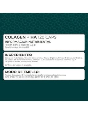 Kit de suplementos alimenticios Colágeno Hidrolizado +ha 120 Caps - Pronat Pronat