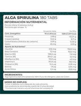 Kit de suplementos alimenticios Alga Spirulina Pronat