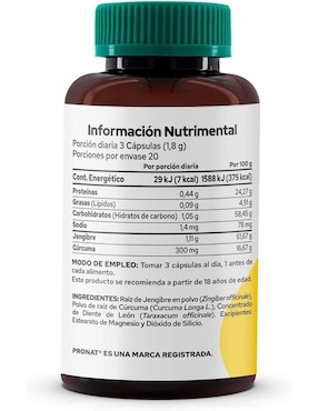 Kit de suplementos alimenticios Jengibre & Cúrcuma Pronat