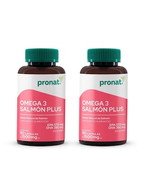 Kit de suplementos alimenticios Omega 3 Salmón Plus 90 Cápsulas con 570 mg EPA + 390 mg DHA - Pronat Pronat