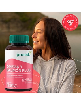 Kit de suplementos alimenticios Omega 3 Salmón Plus 90 Cápsulas con 570 mg EPA + 390 mg DHA - Pronat Pronat