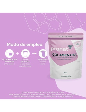 Kit de suplementos alimenticios Colágeno Hidrolizado + HA (500 Gr) - Pronat Pronat