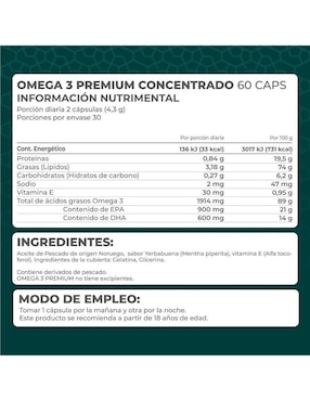Kit de suplementos alimenticios Omega 3 Premium 60 Cápsulas - Pronat Pronat