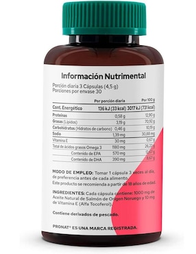 Kit de suplementos alimenticios Salmón Plus Omega 3 con 960 mg de EPA + DHA 90 Cápsulas - Pronat Pronat