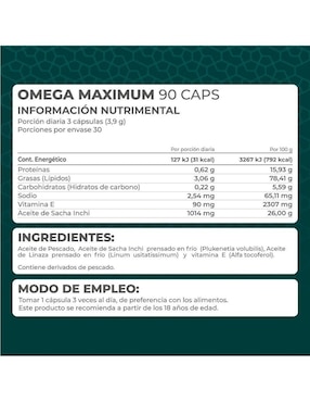 Kit de suplementos alimenticios Omega Maximum Omega 3, 6 y 9, 90 Cápsulas - Pronat Pronat