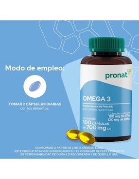 Kit de suplementos alimenticios Omega 3 con EPA y DHA (100 Perlas) - Pronat Pronat