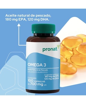 Kit de suplementos alimenticios Omega 3 con EPA y DHA (100 Perlas) - Pronat Pronat