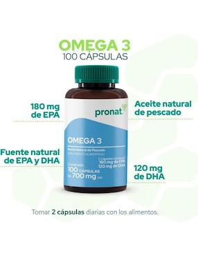 Kit de suplementos alimenticios Omega 3 con EPA y DHA (100 Perlas) - Pronat Pronat