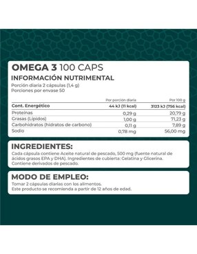 Kit de suplementos alimenticios Omega 3 con EPA y DHA (100 Perlas) - Pronat Pronat