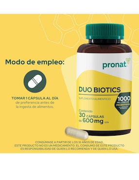Duo Biotics Pronat con inulina de agave, lactobacillus acidophilus