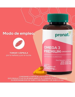 Kit de suplementos alimenticios Omega 3 Premium 60 cápsulas y Omega 3 infantil 120 gomitas Pronat