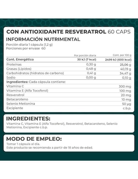 Antioxidante con Resveratrol Pronat