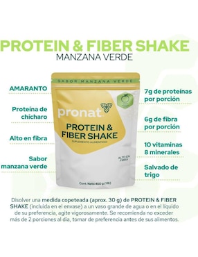 Protein & Fiber Shake Pronat sabor manzana verde
