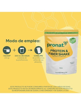 Protein & Fiber Shake Pronat sabor manzana verde