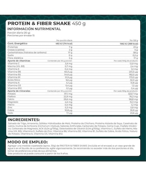 Protein & Fiber Shake Pronat sabor manzana verde