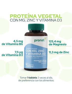Proteína Vegetal con magnesio, Zinc & Vitamina D3 Pronat con magnesio