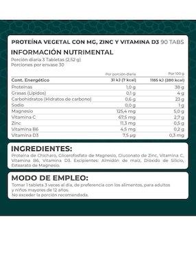 Proteína Vegetal con magnesio, Zinc & Vitamina D3 Pronat con magnesio