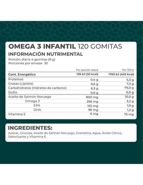 Acerola & Equinácea Kids + Omega 3 Pronat con dha, epa y vitamina e sabor frutas