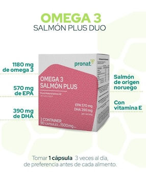 Omega 3 Salmón Plus Pronat con dha, epa y vitamina e