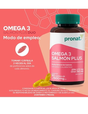 Omega 3 Salmón Plus Pronat con dha, epa y vitamina e