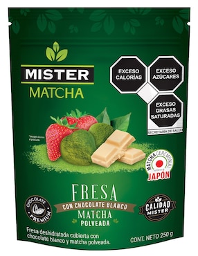 Fresa con chocolate blanco matcha Mister 250 g