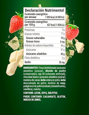 Fresa con chocolate blanco matcha Mister 250 g