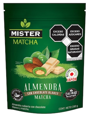 Almendra con chocolate blanco y matcha Mister 250 g