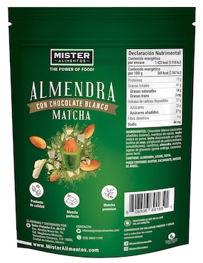 Almendra con chocolate blanco y matcha Mister 250 g