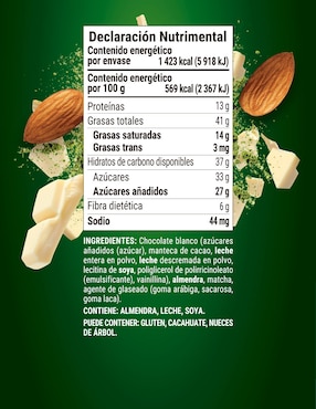 Almendra con chocolate blanco y matcha Mister 250 g