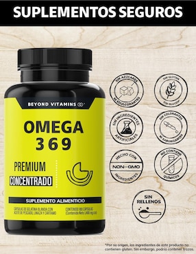 Omega 3 9 6 Beyond Vitamins con aceite de pescado, linaza y cártamo
