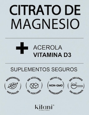 Citrato de Magnesio Acerola Vitamina D3 Kilani con citrato de magnesio