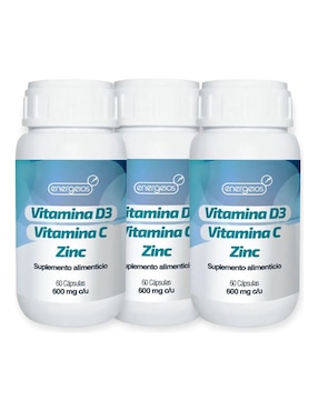 Kit de suplementos alimenticios Energeios de Vitamina C D3 y Zinc 600 mg Energeios