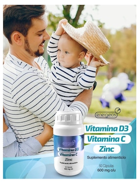 Kit de suplementos alimenticios Energeios de Vitamina C D3 y Zinc 600 mg Energeios