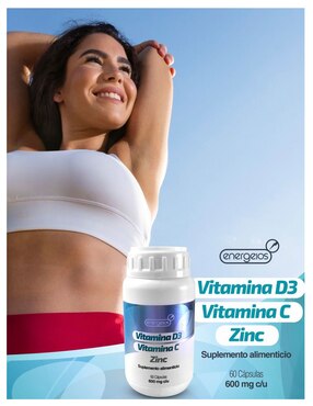 Kit de suplementos alimenticios Energeios de Vitamina C D3 y Zinc 600 mg Energeios