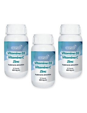 Kit de suplementos alimenticios Energeios de Vitamina C D3 y Zinc 600 mg Energeios