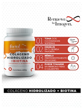 Kit de suplementos alimenticios FacialTime de Colágeno hidrolizado con Biotina FacialTime 450 G Facialtime
