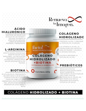 Kit de suplementos alimenticios FacialTime de Colágeno hidrolizado con Biotina FacialTime 450 G Facialtime