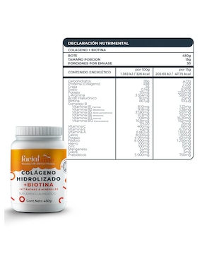 Kit de suplementos alimenticios FacialTime de Colágeno hidrolizado con Biotina FacialTime 450 G Facialtime