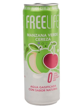 Agua gasificada Free Life sabor Manzana Verde Cereza
