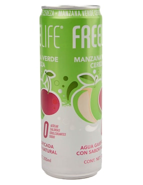 Agua gasificada Free Life sabor Manzana Verde Cereza