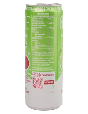 Agua gasificada Free Life sabor Manzana Verde Cereza