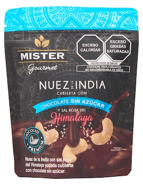 Nuez de la india cubierta con chocolate sin azúcar y sal rosa del himalaya Mister