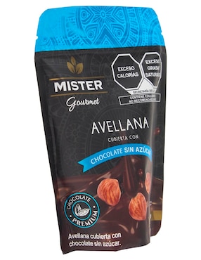 Paquete de snacks Avellana cubierta con chocolate sin azúcar Mister