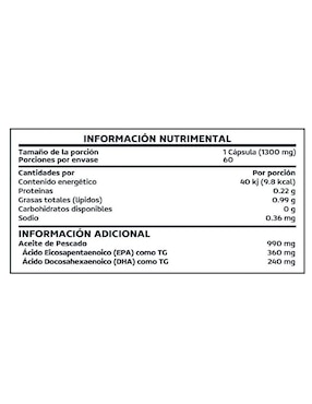 Omega 3 Ultra Puro aceite de pescado Beyond Vitamins con omega 3 sabor natural de 60 cáp