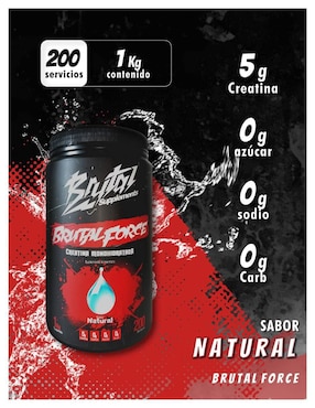 Creatina Monohidratada suplemento alimenticio Brutal Supplements con creatina sabor natural de 1 kg